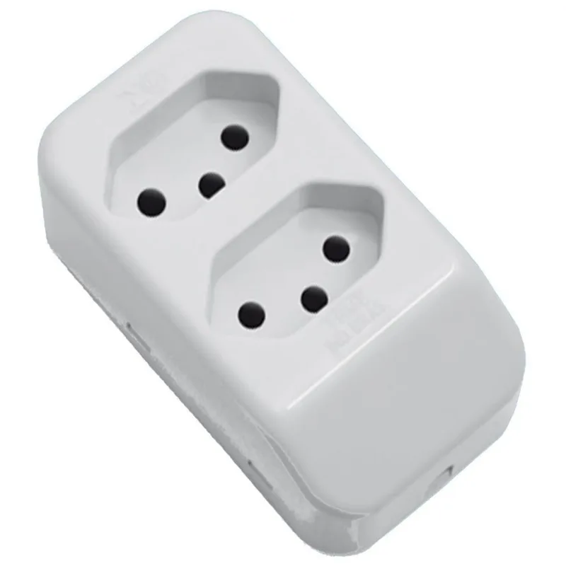 Tomada Móvel Múltipla 2p+t 10a 250 Volts Dupla Cinza - 2699 - Fame Tomada Padrao 2p+t Dupla 10a Cinza Fame 2699