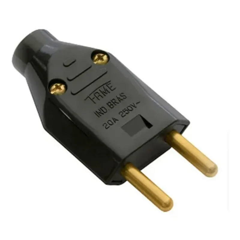 Plugue 2P Junção Macho e Fêmea 20A/250V 2748 Preto Fame