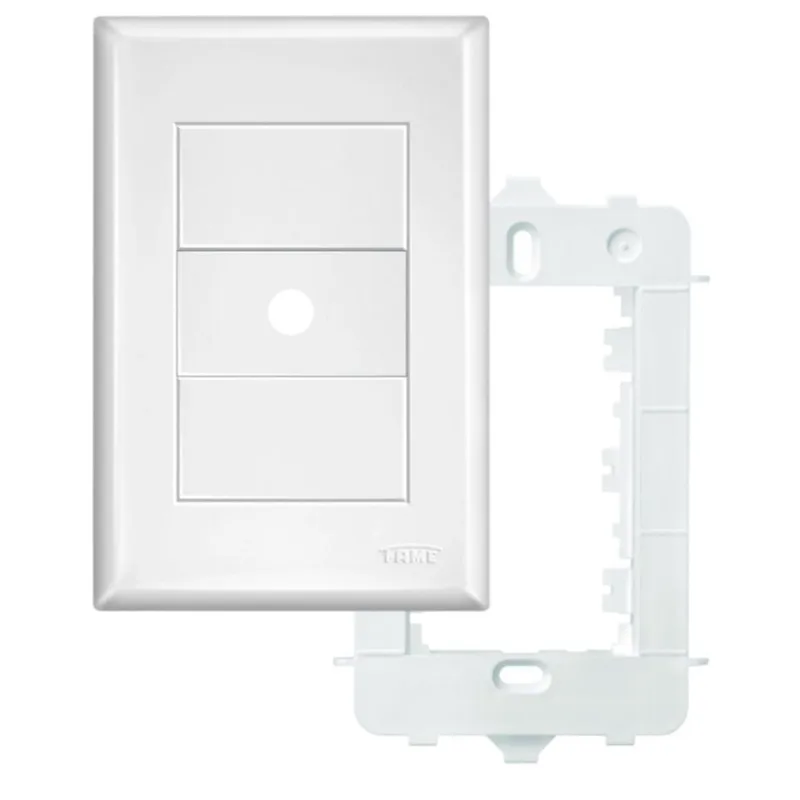 Placa 4x2 com Suporte Saída de Fio Diâmetro 10mm Evidence 2884 Fame Placa de Saída 4x2 Fio com S