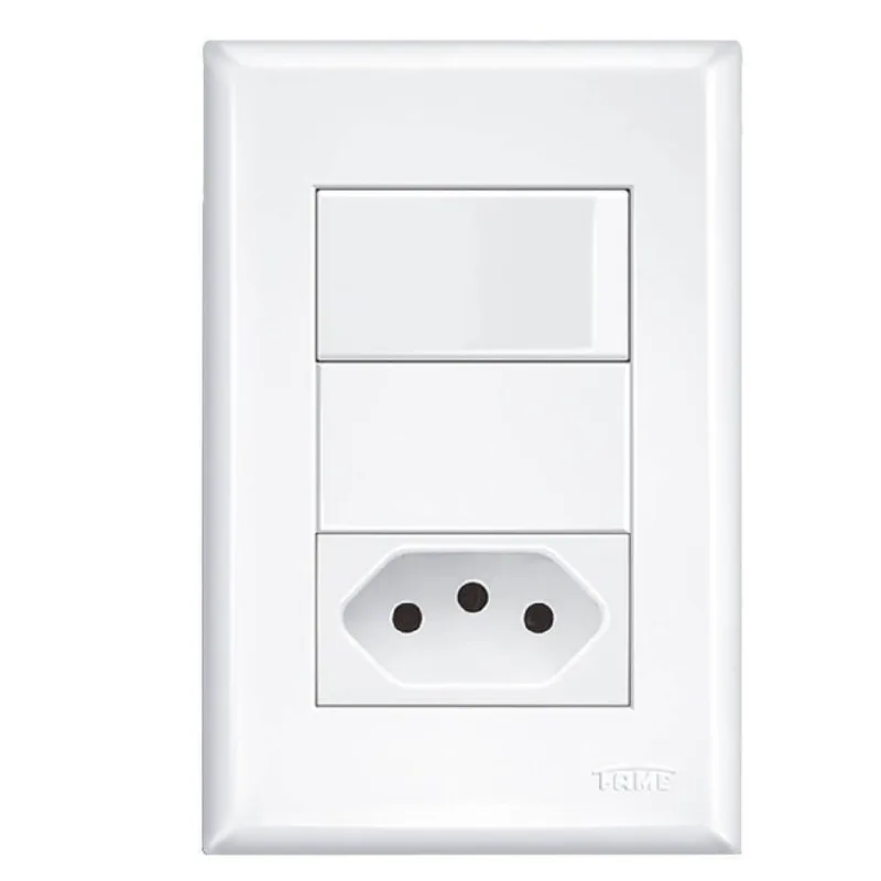 2 Interruptores Simples +1 Tomada 2p+t 10a 250 Volts 2921 Fame 2 Interruptores Simples +1 Tomada