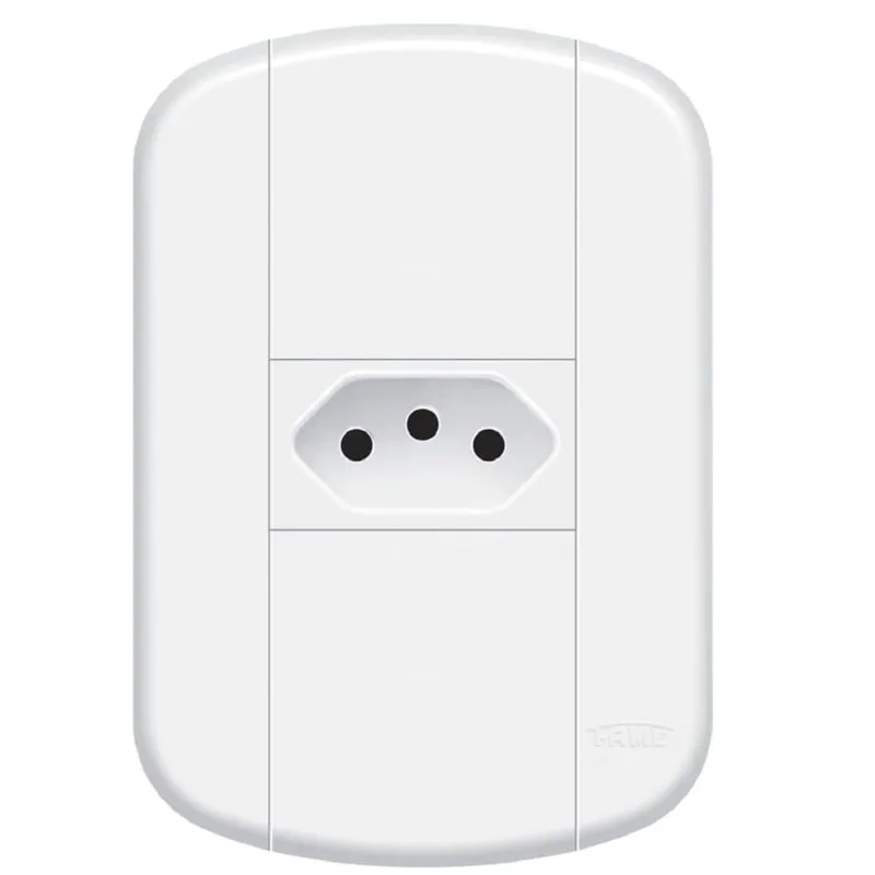 Tomada Fame com Placa 4x2 Padrão 2p+t 10 Ampères Blanc 112.3914.4 Fame Conjunto Tomada Padrao 2p