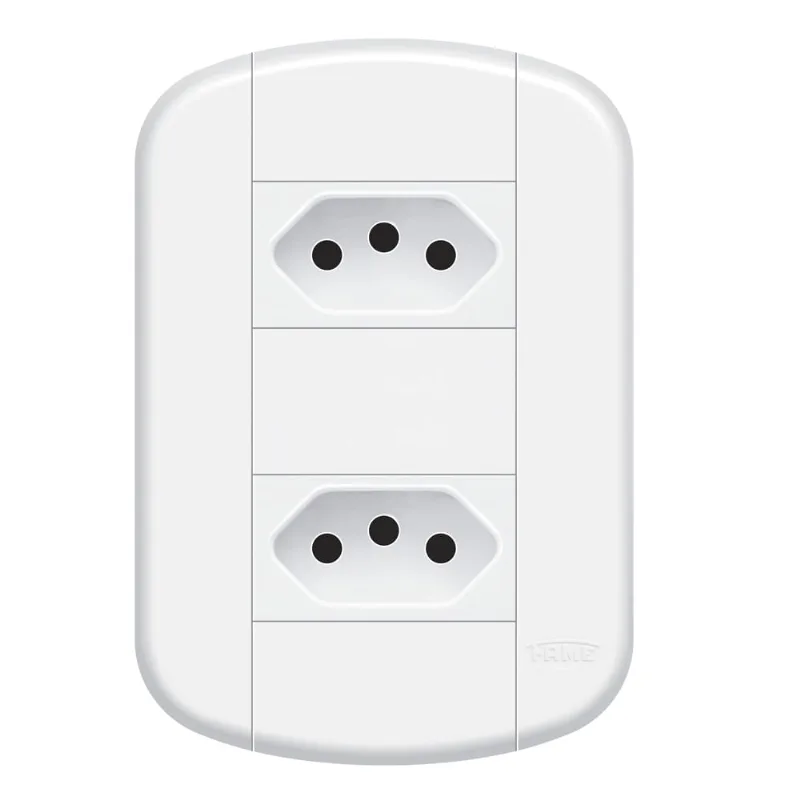 Tomada Fame Padrao Dupla 2P+T 20A Distanciada Blanc Mais