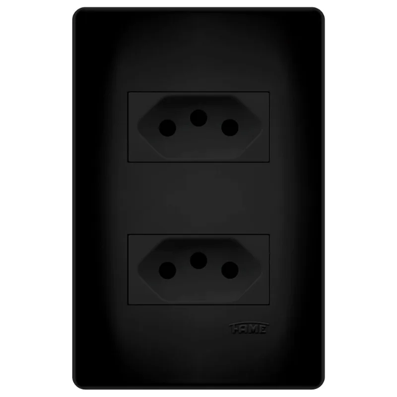 Tomada Fame Habitat Black Padrao Dupla 2P+T 20A