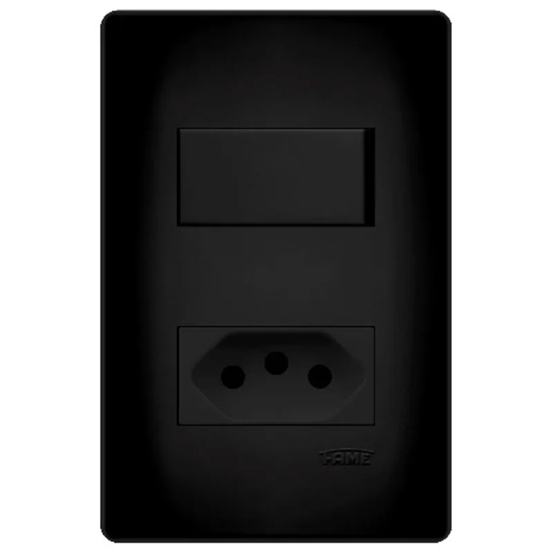 1 interruptor simples e 1 tomada 2p t 10a/250v/preta