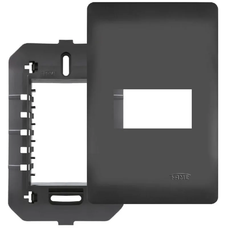 Placa 4x2 Com Suporte E 1 Módulo Horizontal Habitat Black - 4071 - Fame
