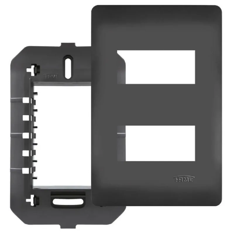 Placa 4x2 Com Suporte E 2 Módulos Distanciados Habitat Black - 4073 - Fame