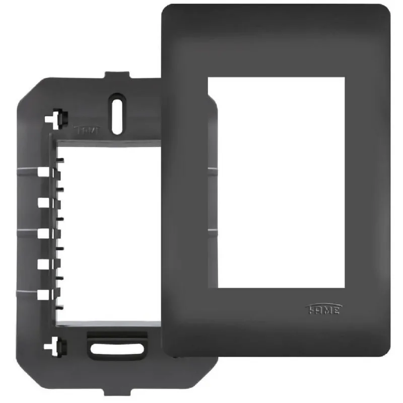 Placa 4x2 Com Suporte E 3 Módulos Habitat Black - 4075 - Fame