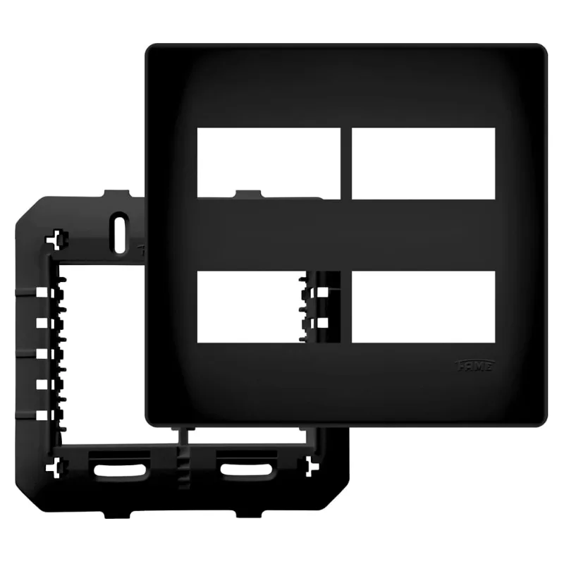 Placa 4X4 Fame Habitat Black Para 4Modulos Com Suporte