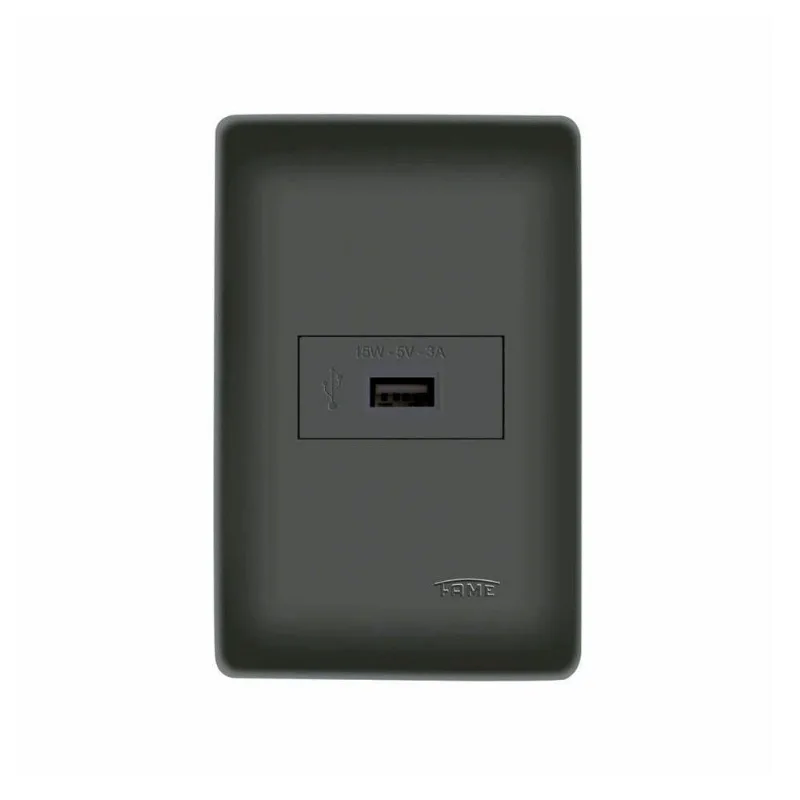 Tomada Usb Fame Habitat Black 15w Com Placa 4x2 Preta
