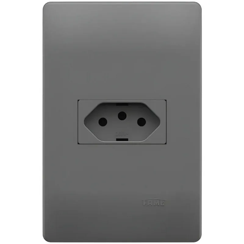 Conjunto Tomada 2p + T 20a 250 Volts 4x2cm Habitat Onix 06245854 Fame Conjunto Tomada 2p + T 20a