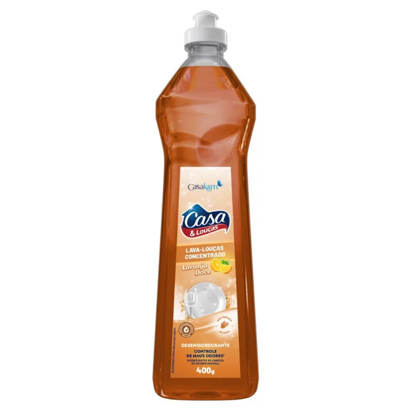 Lava-Louças Líquido Concentrado Laranja Doce Casa & Louças Squeeze 400g