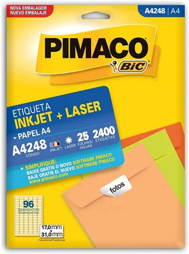 Pimaco A4248 Adesiva A4 17mm X 31 Mm 2400 Etiquetas - BIC