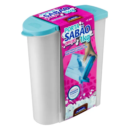 Porta Sabao Em Po C/ Dosador 1kg Plasutil - PLASÃTIL - Higiene E Beleza