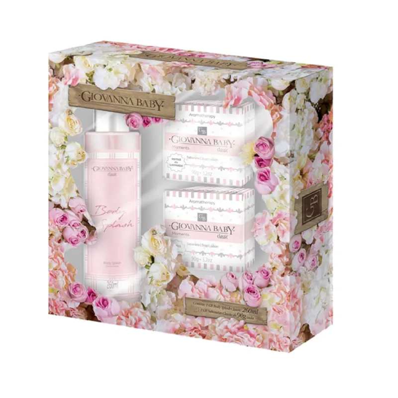 Kit Colônia Giovanna Baby Classic Body Splash 260ml 1 Unidade + Sabonete em Barra Giovanna Baby Classic 90g 2 Unidades - Giovanna Baby - Dermo E Beleza