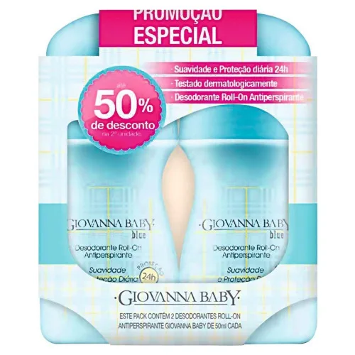 Desodorante Roll On Giovanna Baby 50ml Azul C/2 - GIOVANNA BABY - Higiene E Beleza