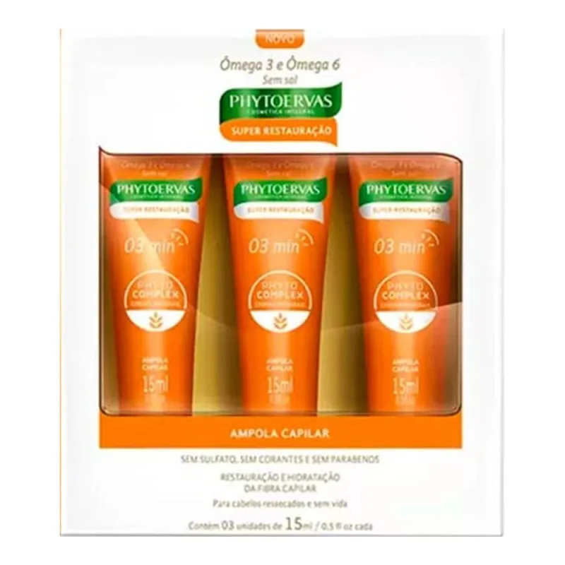 Kit Ampola Phytoervas Super Restauração 15ml 3 Unidades - Phytoervas - Ampola Capilar
