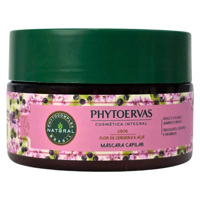Máscara Capilar Phytoervas Lisos Flor De Cerejeira E Açaí 220g - Não Informado - Higiene E Perfumaria