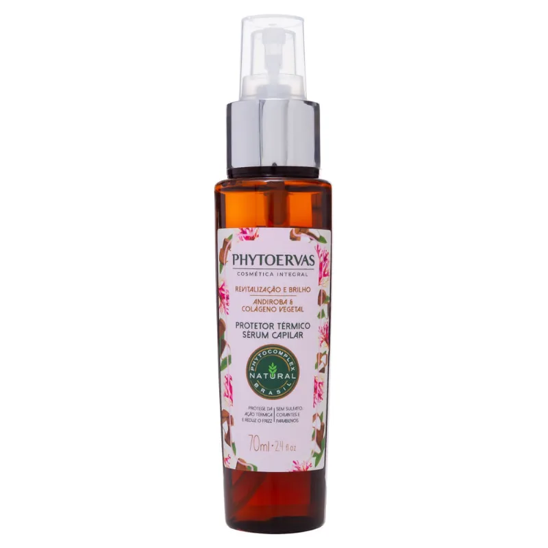 Protetor Térmico Sérum Capilar Revitalização e Brilho Andiroba e Colágeno Vegetal Phytoervas 70ml