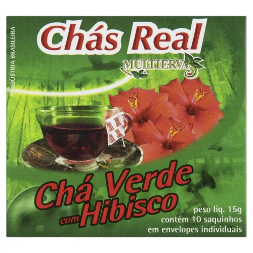 Chá Verde Com Hibisco Real Multiervas Caixa 15g 10 Unidades - MULTIERVAS - Mercearia