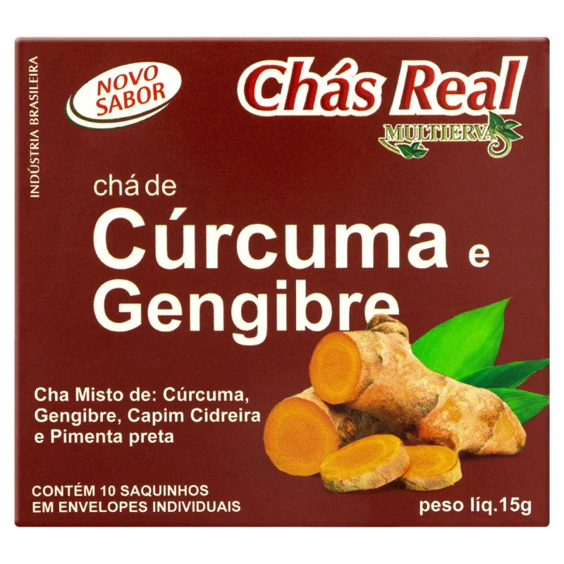 Chá Cúrcuma e Gengibre Chás Real Caixa 15g 10 Unidades - MULTIERVAS - Mercearia