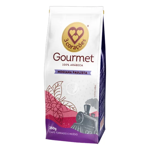 CAFÉ TORRADO E MOÍDO GOURMET MOGIANA PAULISTA 3 CORAÇÕES PACOTE 250G - 3 CORACOES - Mercearia E Gastronomia