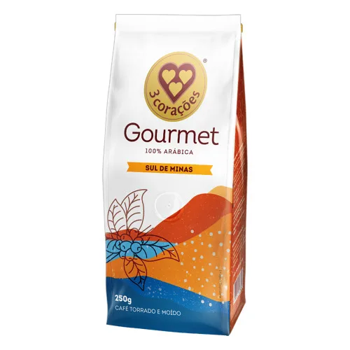 CAFÉ TORRADO E MOÍDO GOURMET SUL DE MINAS 3 CORAÇÕES PACOTE 250G - 3 CORACOES - Mercearia