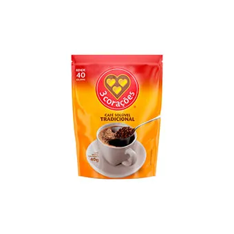Café 3 Corações Solúvel Tradicional Sachê 40g - 3 Corações - Mercearia