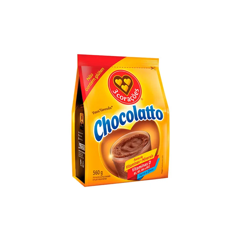 Achocolatado 3 Corações Chocolatto 560g - 3 Corações - Mercearia