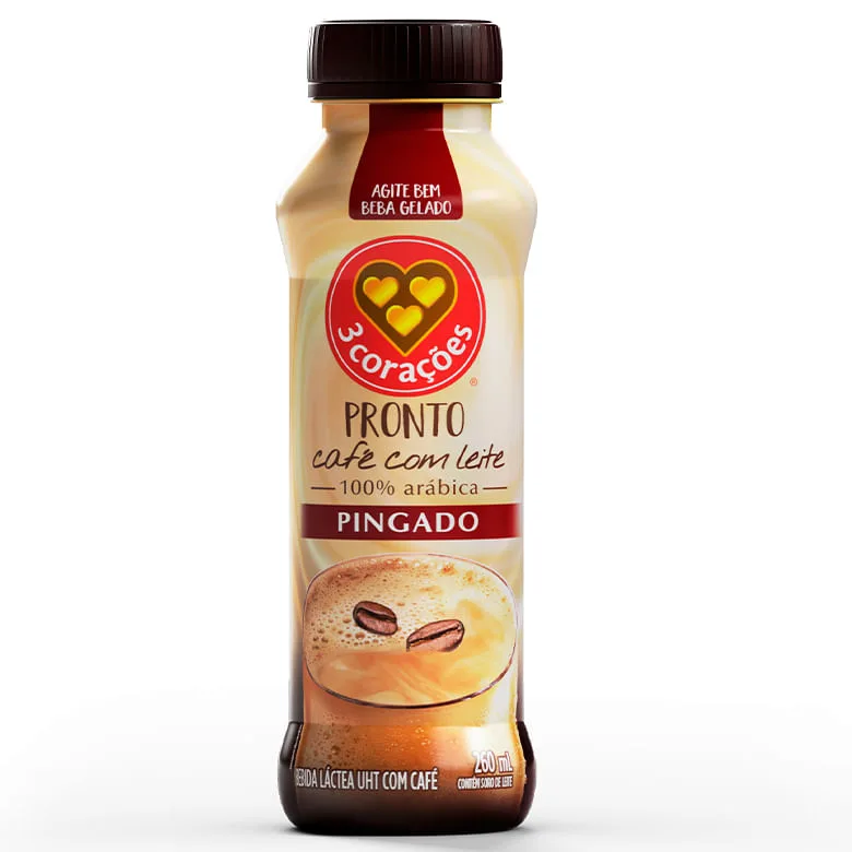 Bebida Láctea 3 Corações Café com Leite Pingado 260ml - 3 Corações - Bebidas Não Alcoólicas