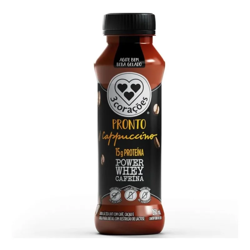 Bebida Láctea Power Whey Sabor Cappuccino Clássico 3 Corações 260g - Não Informado - Bebidas