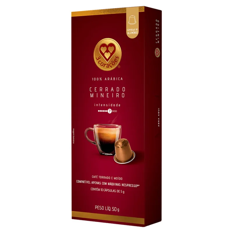Cafe Cerrado Mineiro 10 Capsulas 3 Coracoes 50g - Não Informado - Mercearia