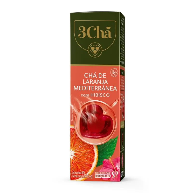 Cápsula de Chá Laranja Mediterrânea com Hibisco 3 Corações com 10 Unidades