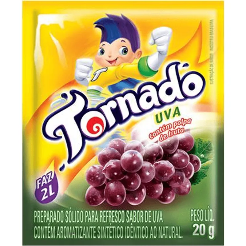 Refresco em Pó Tornado Uva Pacote 15g