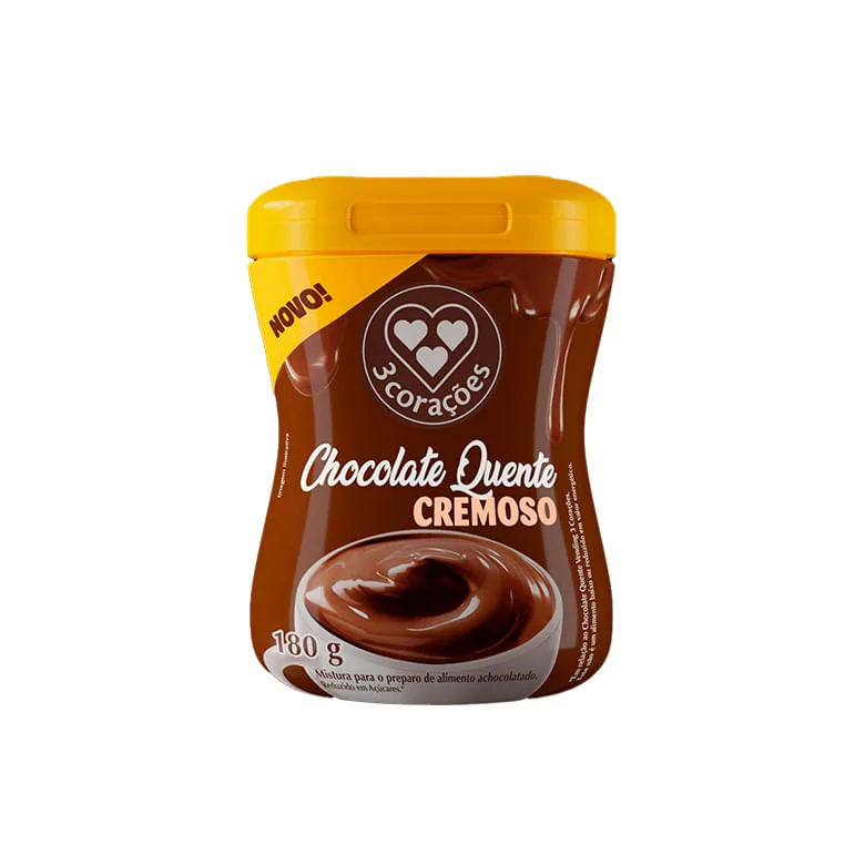 Achocolatado Chocolate Quente Cremoso 3 Corações 180g - Três - Mercearia