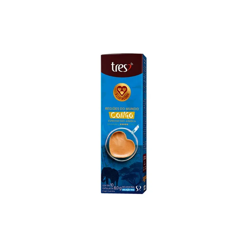 Cápsula de Café Espresso Rituais Congo 3 Corações 10 unidades Café Três Regiões do Mundo Congo com 10 Cápsulas 80g