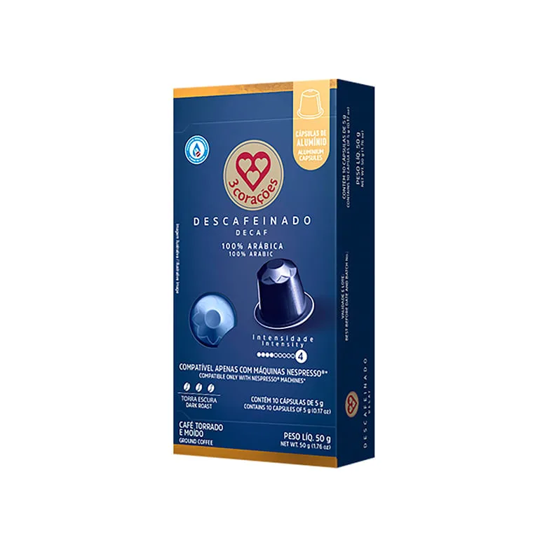 Café 3 Corações Descafeinado com 10 Cápsulas 50g - 3 Corações - Mercearia