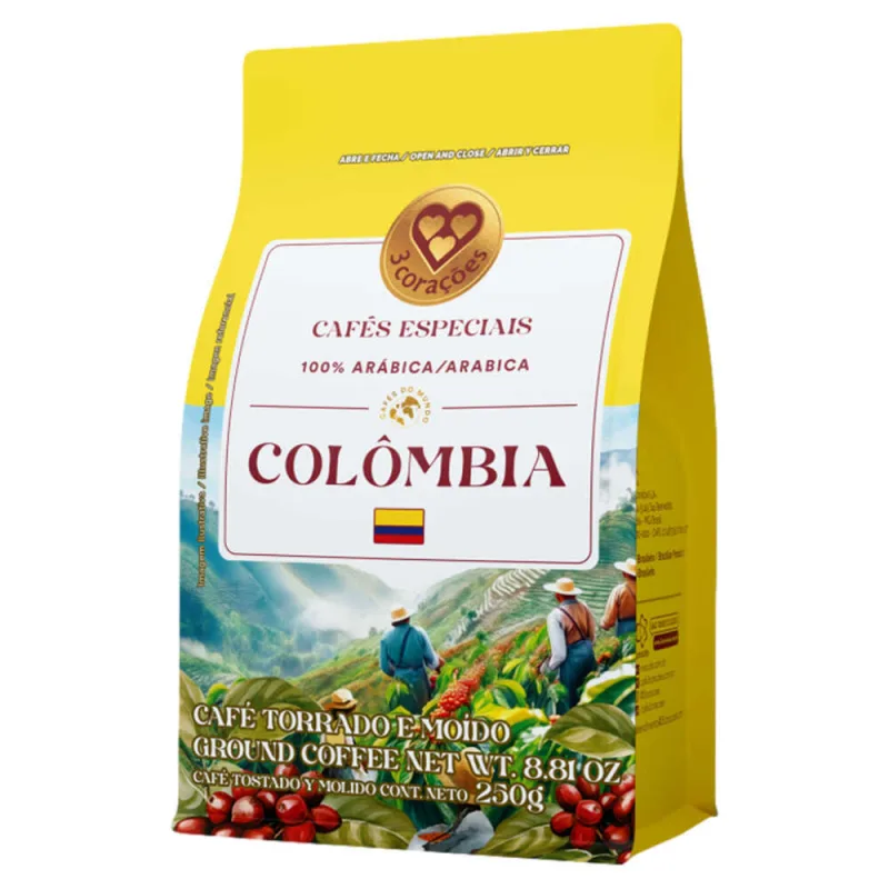 Café Torrado e Moído 3 Corações Colômbia 250g - 3 CORAÇÕES - Mercearia E Gastronomia
