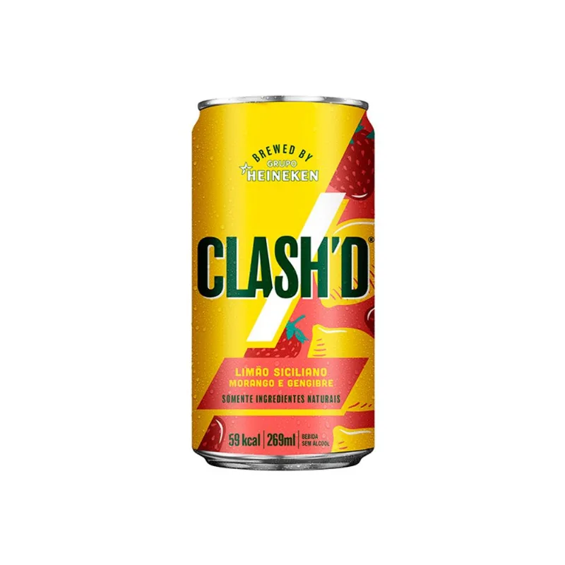 Refrigeranta Clash ' D Limão Siciliano, Morango e Gengibre Lata 269ml