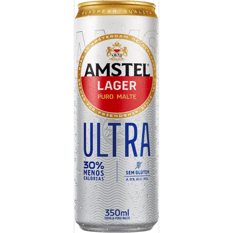 Cerveja Lager Puro Malte sem Glúten Amstel Ultra Lata 350ml