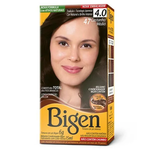 Tintura Permanente Bigen 4.7 Castanho Médio Unit - BIGEN - Higiene E Beleza