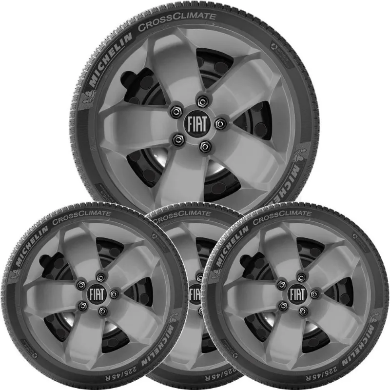 4 Calota Fiat Toro 17 A 20 Aro 16 Grafite Emblema Novo 301cp