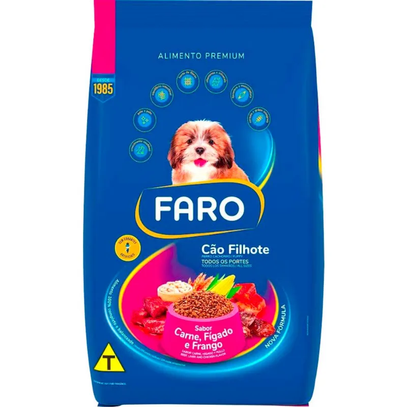 Alimento para Cães Faro Filhote Carne,Frango e Fígado 7kg