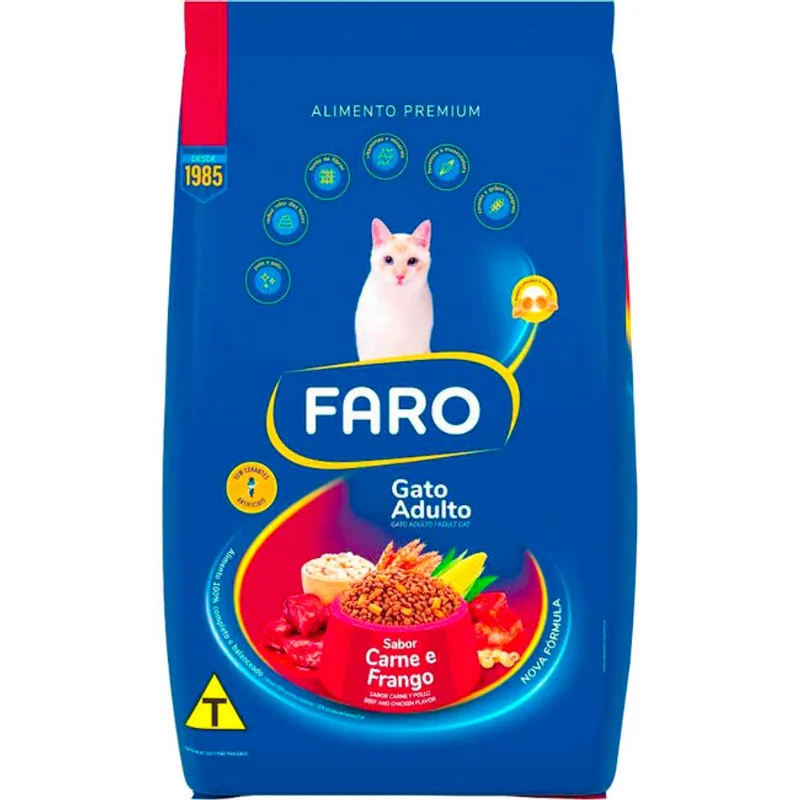 Alimento para Gatos Adultos Faro Carne e Frango 2,7kg