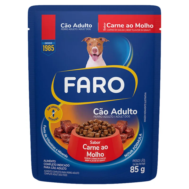 Alimento p/ Cães Faro Adultos Carne ao Molho Sachê 85g - Faro - Pet Shop