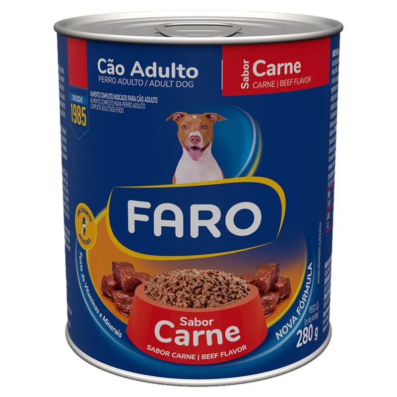 Alimento para Cães Adultos Carne Faro Lata 280g - Faro - Pet Shop