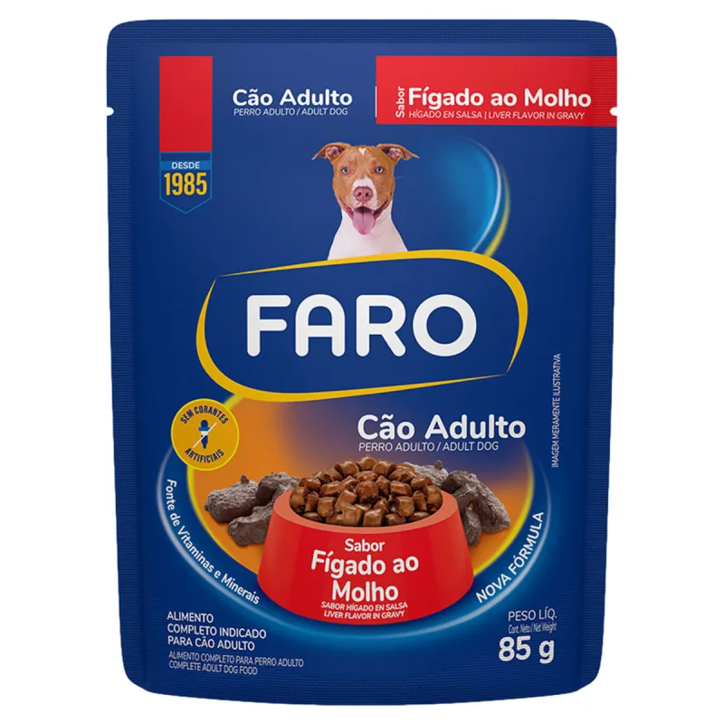 Alimento p/ Cães Faro Adultos Fígado ao Molho Sachê 85g - Faro - Pet Shop