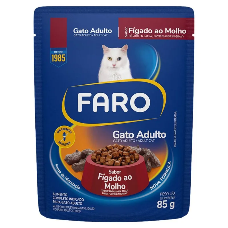 Alimento para Gatos Adulto Faro Fígado ao Molho Sachê 85g