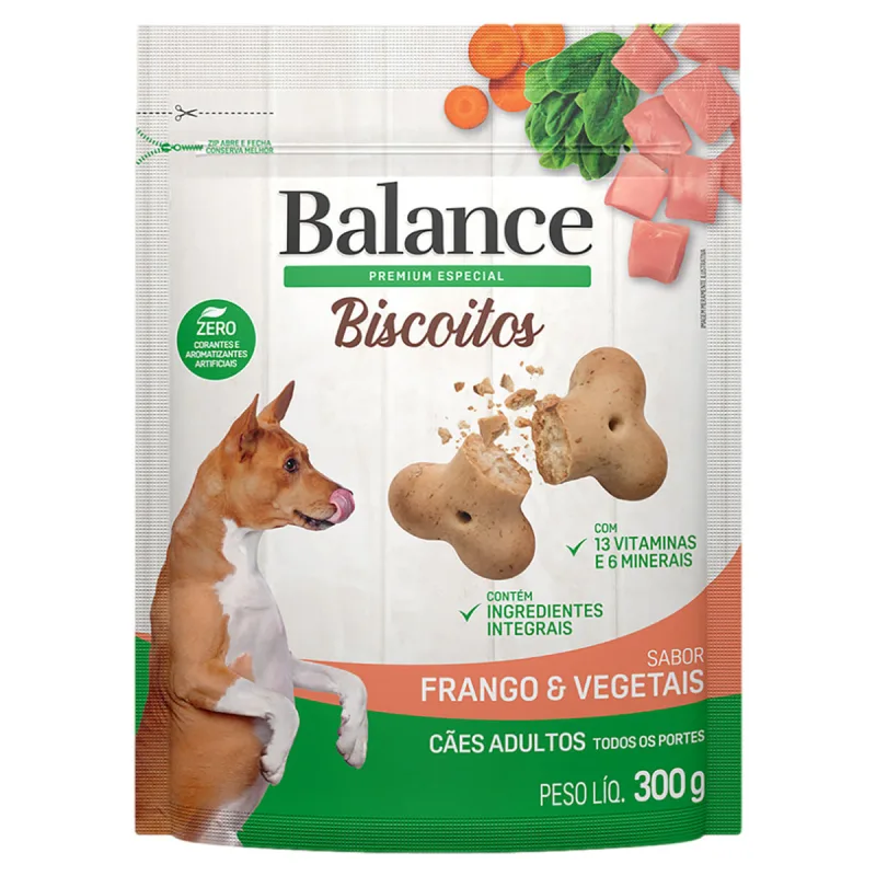 Biscoito para Cães Adultos Balance Frango e Vegetais Pouch 300g - Balance - Pet Shop
