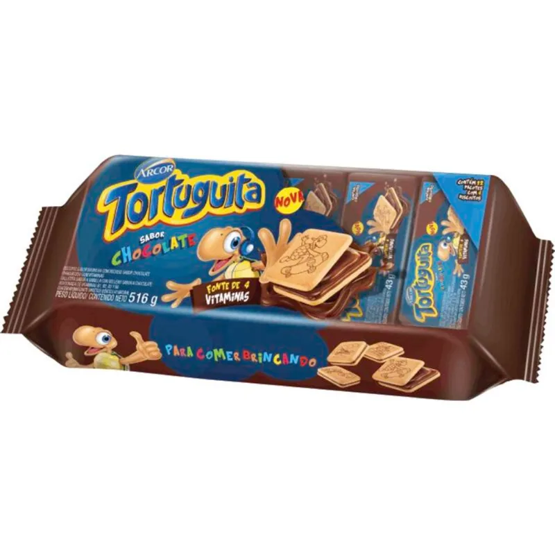 Biscoito Recheado Tortuguita Chocolate 12x43g