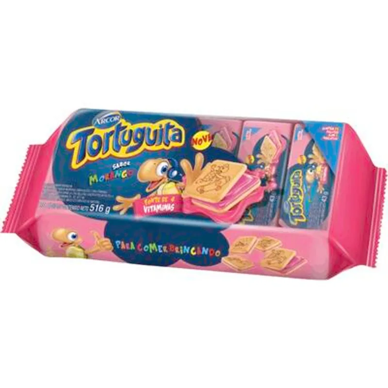 Biscoito Recheado Tortuguita Morango 12x43g